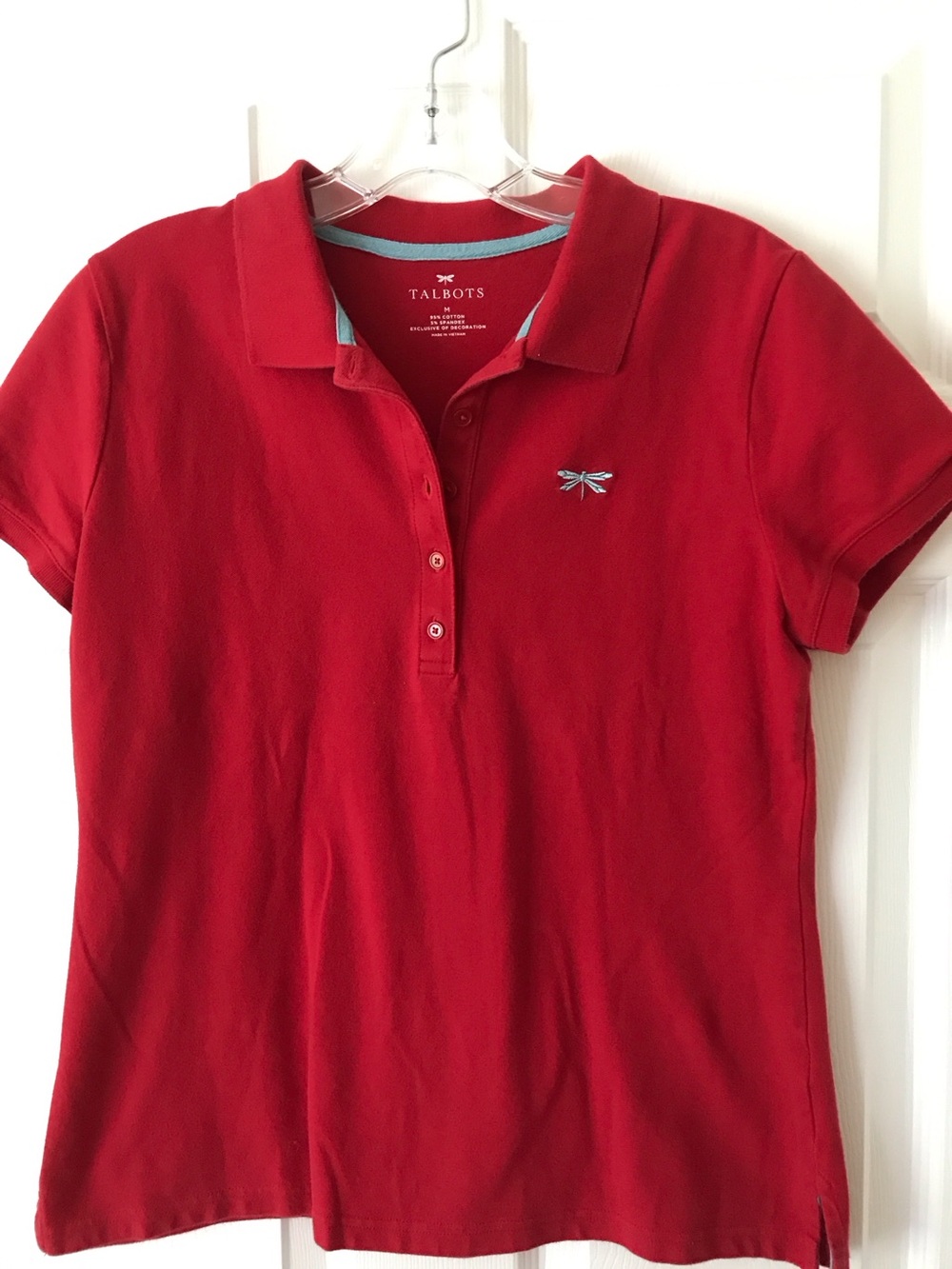 Talbots Red Short-Sleeve Polo Crop Top